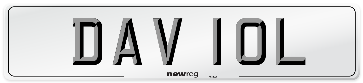 DAV 10L Number Plate from New Reg